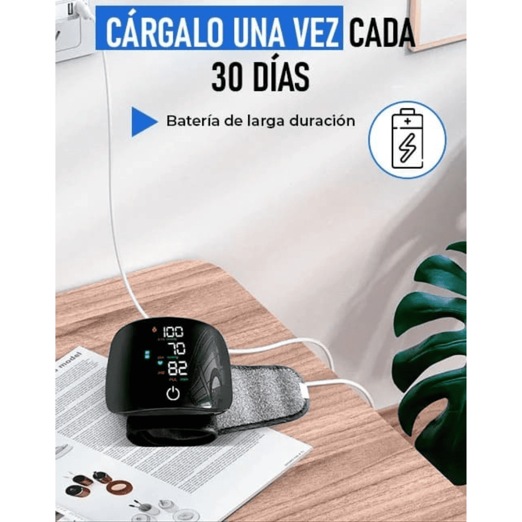 Tensiómetro Digital de Muñeca Recargable con Voz