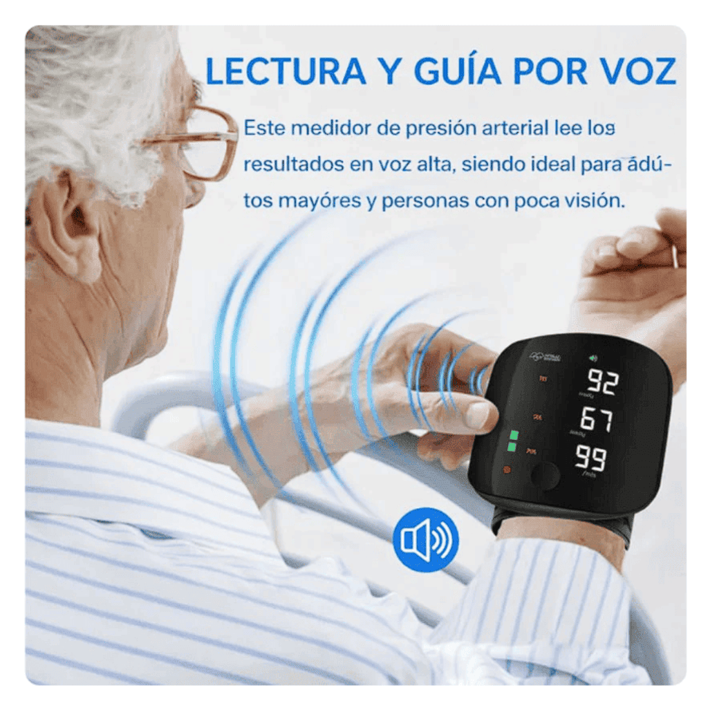 Tensiómetro Digital de Muñeca Recargable con Voz