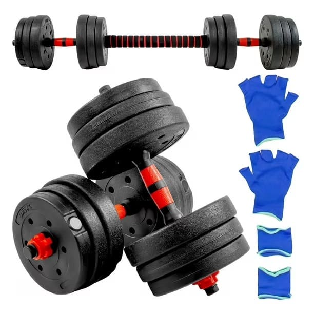 SET de Pesas Completo 44 LBS + Barra Acolchada GRATIS 🔥 KIT CON MÁS DE 20 PIEZAS